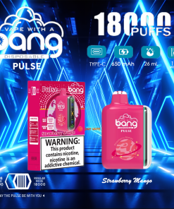 Bang Pulse 18000 18Kパフ デュアルメッシュ 使い捨てベイプポッド(ストロベリーマンゴー味)