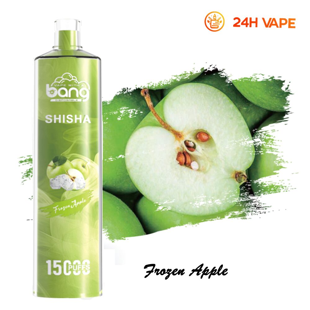 Bang SHISHA 15.000 boccate – Sigaretta elettronica usa e getta con aspirazione diretta ai polmoni – Nuova penna vaporizzatore al gusto di mela ghiacciata