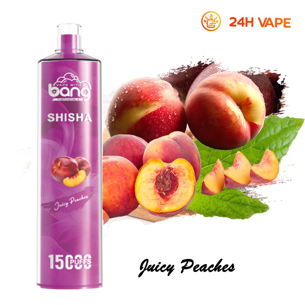 Bang SHISHA 15000 boccate - Sigaretta elettronica usa e getta con aspirazione diretta ai polmoni - Nuova penna vaporizzatore al gusto di pesche succose