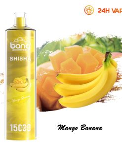 Bang SHISHA 15.000 boccate - Sigaretta elettronica usa e getta con aspirazione diretta ai polmoni - Nuova penna vaporizzatore al gusto mango e banana