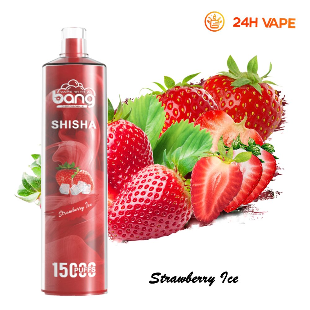 Bang SHISHA 15000 boccate - Sigaretta elettronica usa e getta con aspirazione diretta ai polmoni - Nuova penna vaporizzatore al gusto Fragola ghiacciata