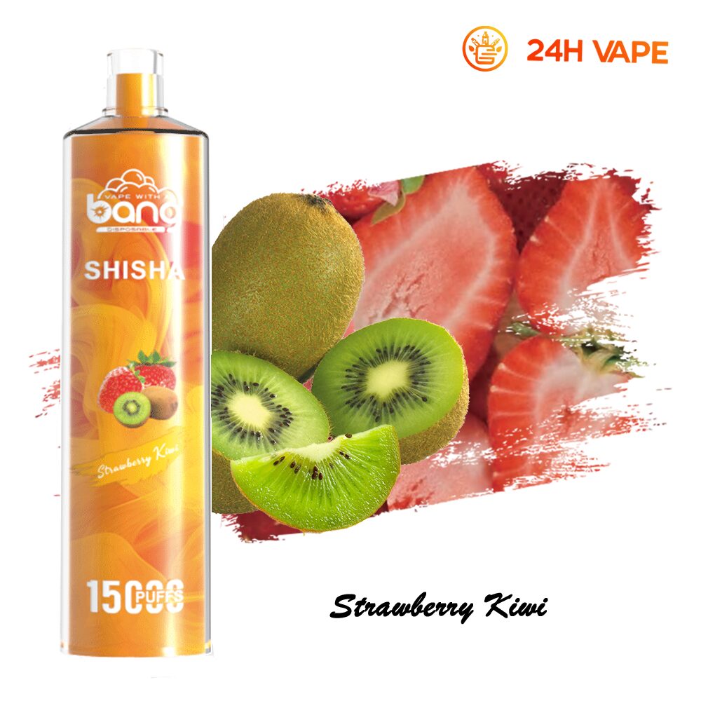 Bang SHISHA 15.000 boccate – Sigaretta elettronica usa e getta con aspirazione diretta ai polmoni – Nuova penna vaporizzatore al gusto fragola e kiwi