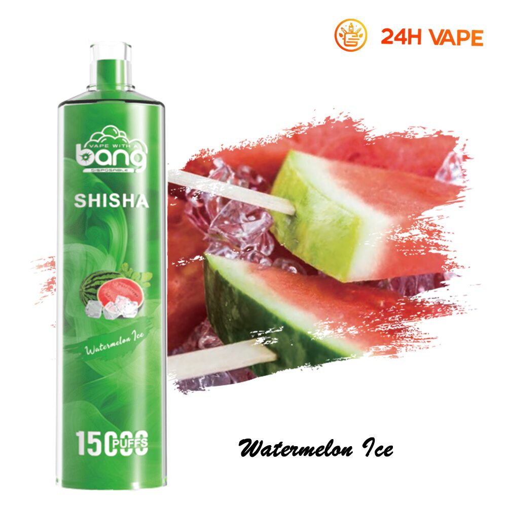 Bang SHISHA 15000 boccate - Sigaretta elettronica usa e getta con aspirazione diretta ai polmoni - Nuova penna vaporizzatore al gusto anguria ghiacciata