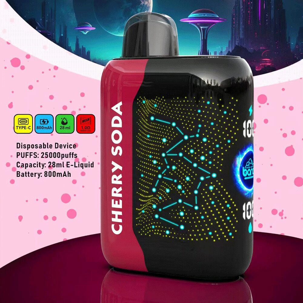 Bang Starry 25000 (25.000 boccate): la sigaretta elettronica usa e getta più alla moda con display LED, al gusto di soda alla ciliegia