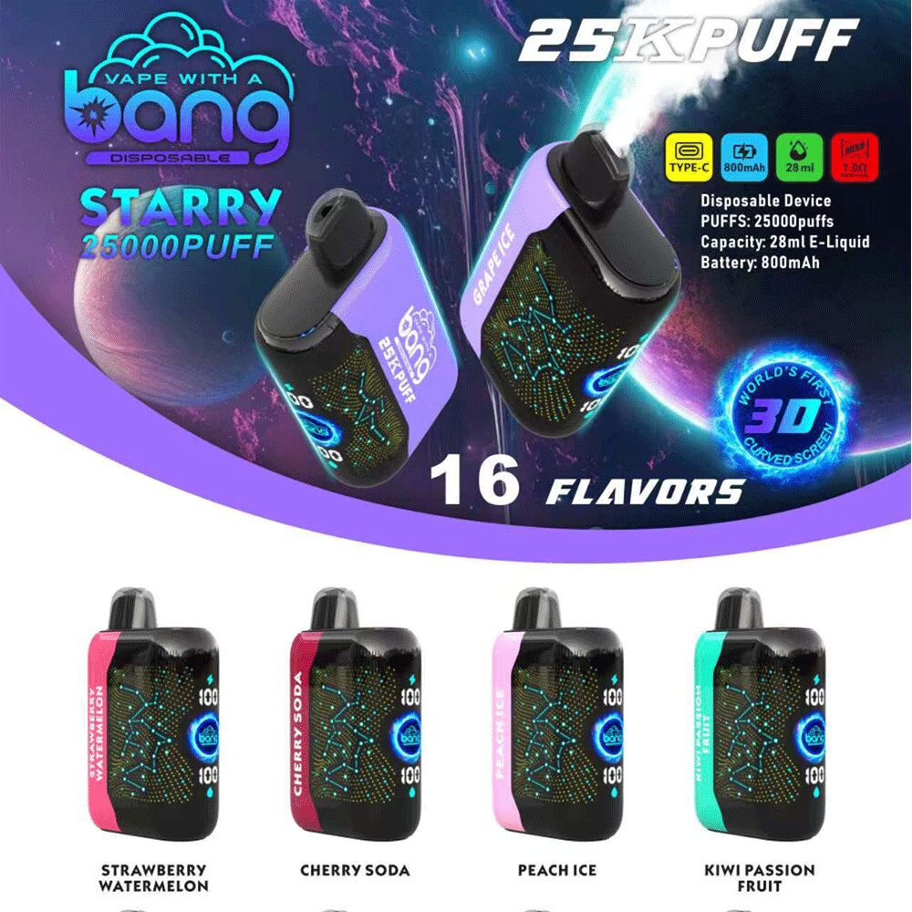 Bang Starry 25000 (25.000 boccate) – Sigaretta elettronica usa e getta con display LED di ultima generazione – Immagine del prodotto