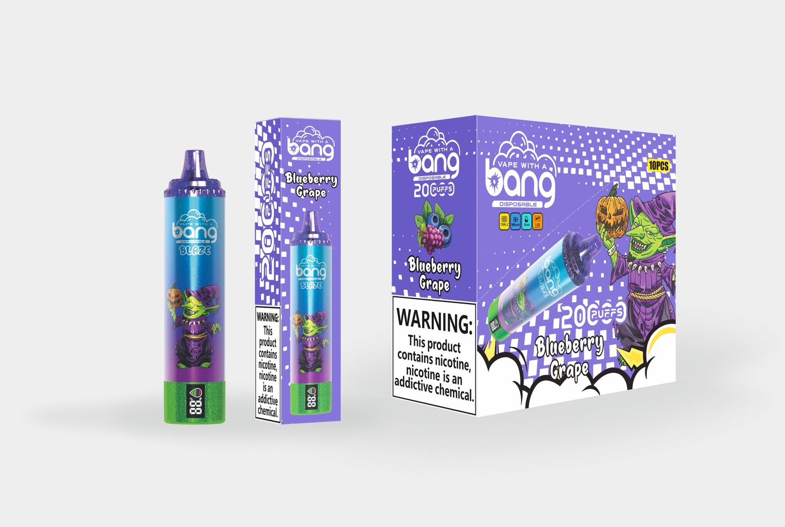 Bang Tornado 20000 20K Puffs LED Display Edition Disposable in Blueberry Grape flavor