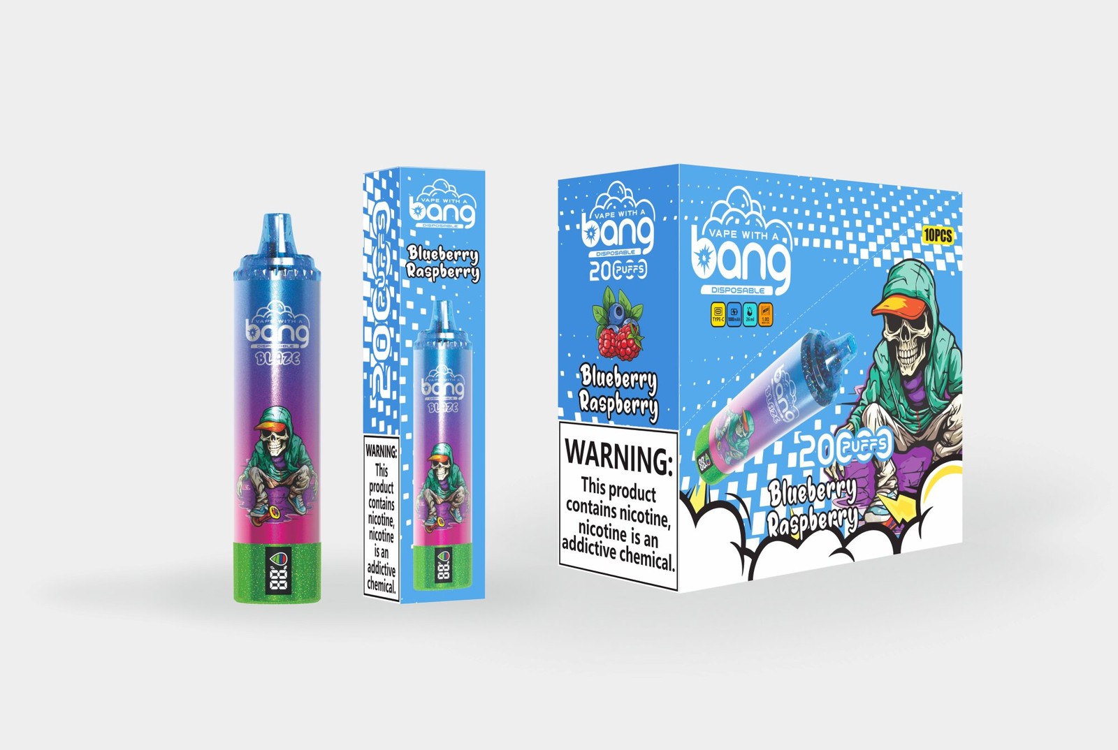 Bang Tornado 20000 20K Puffs LED Display Edition Disposable in Blueberry Raspberry flavor