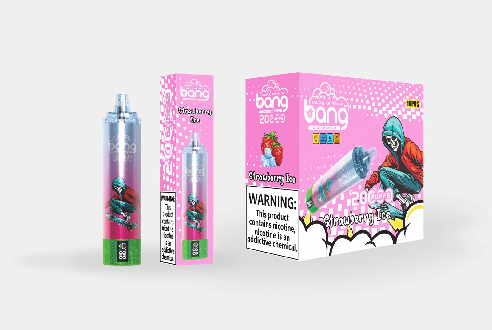 Bang Tornado 20000 20K Puffs LED Display Edition Disposable in Strawberry Ice flavor