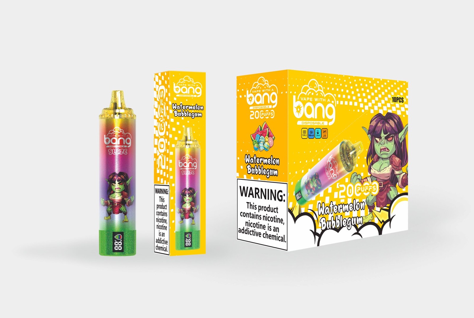 Bang Tornado 20000 20K Puffs LED Display Edition Disposable in Watermelon Bubblegum flavor