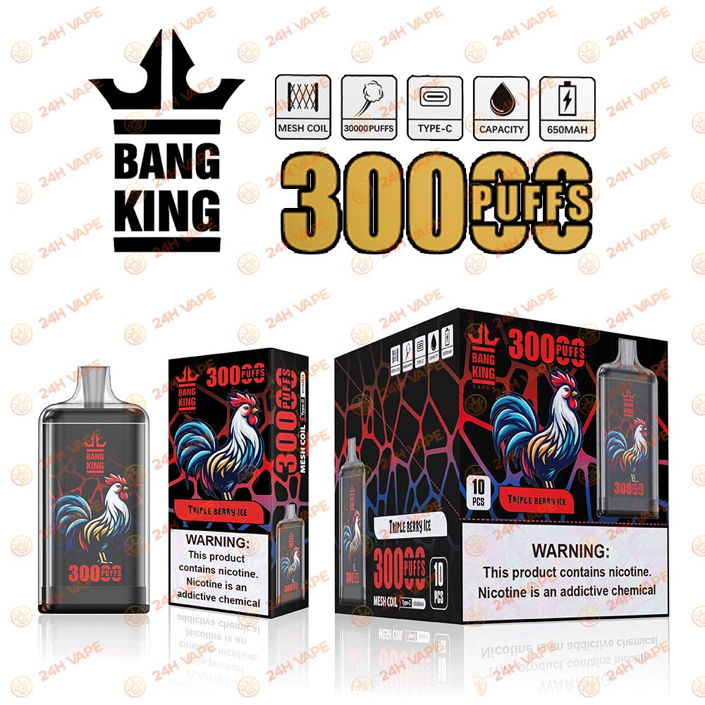 Bang King Crystal 30000 30K Puffs 2% 3% 5% Nicotine Hottest Disposable Vape in Blue Razz Ice flavor