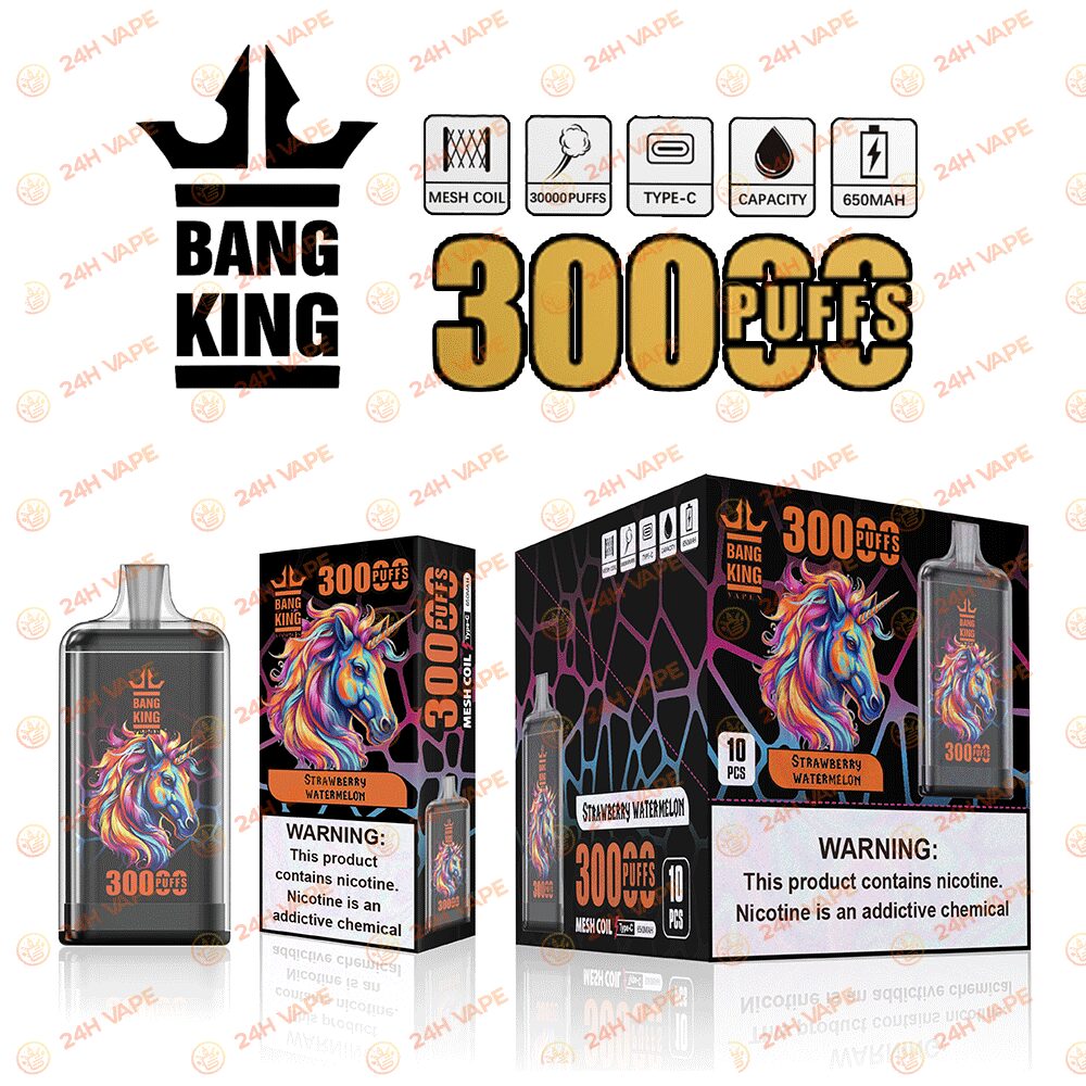 Bang King Crystal 30000 30K Puffs 2% 3% 5% Nicotine Hottest Disposable Vape in Strawberry Watermelon flavor