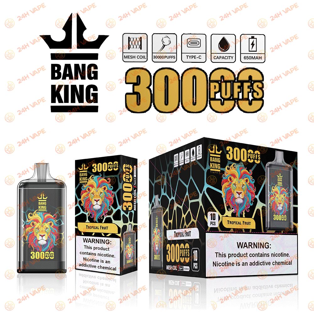 Bang King Crystal 30000 30K Puffs 2% 3% 5% Nicotine Hottest Disposable Vape in Tropical Fruit flavor