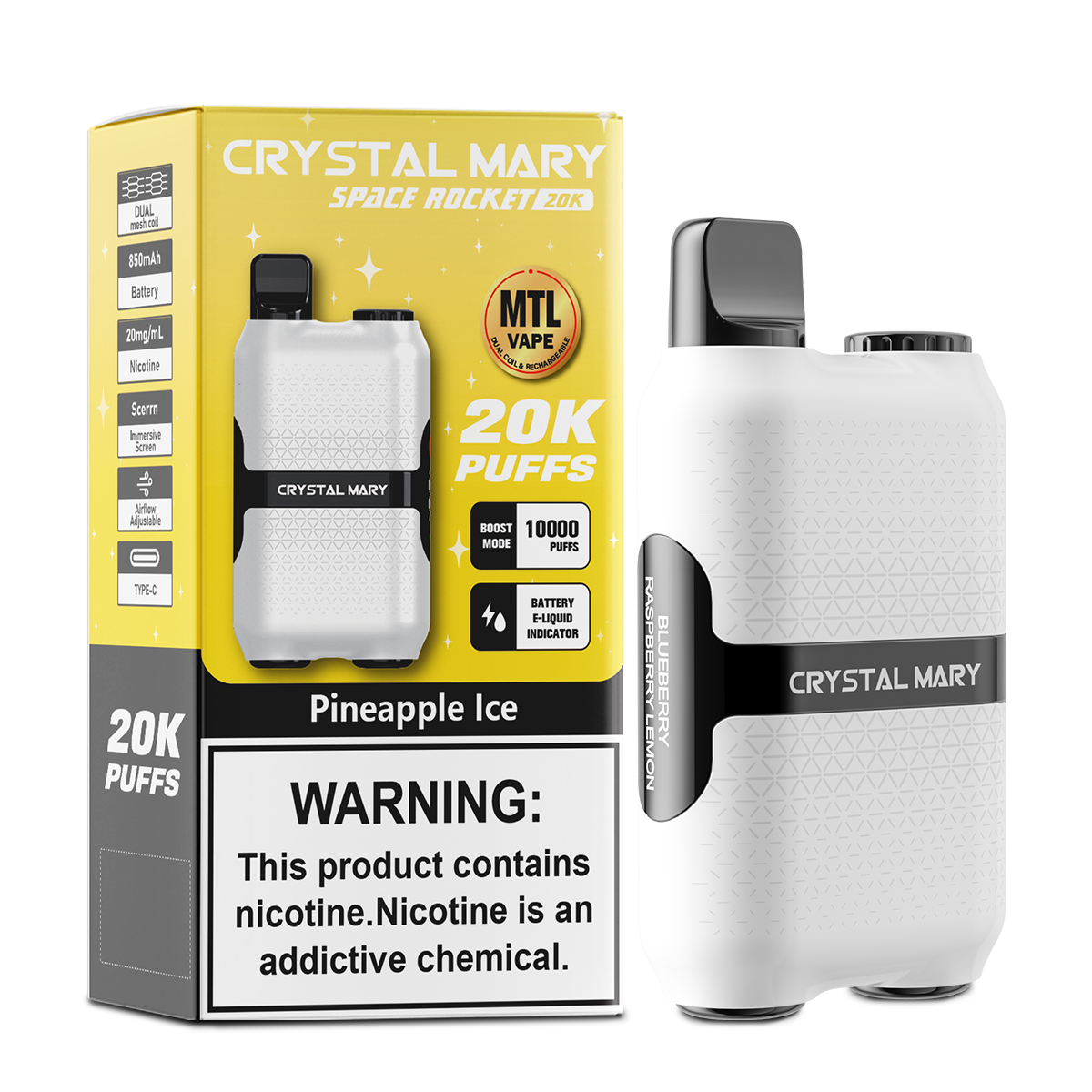 CRYSTAL MARY 20000 20K Puffs Vape Dual Mesh LED Display Disposable Vape EU Warehouse in 24 crystal mary 20000 20k pink lemonade flavor