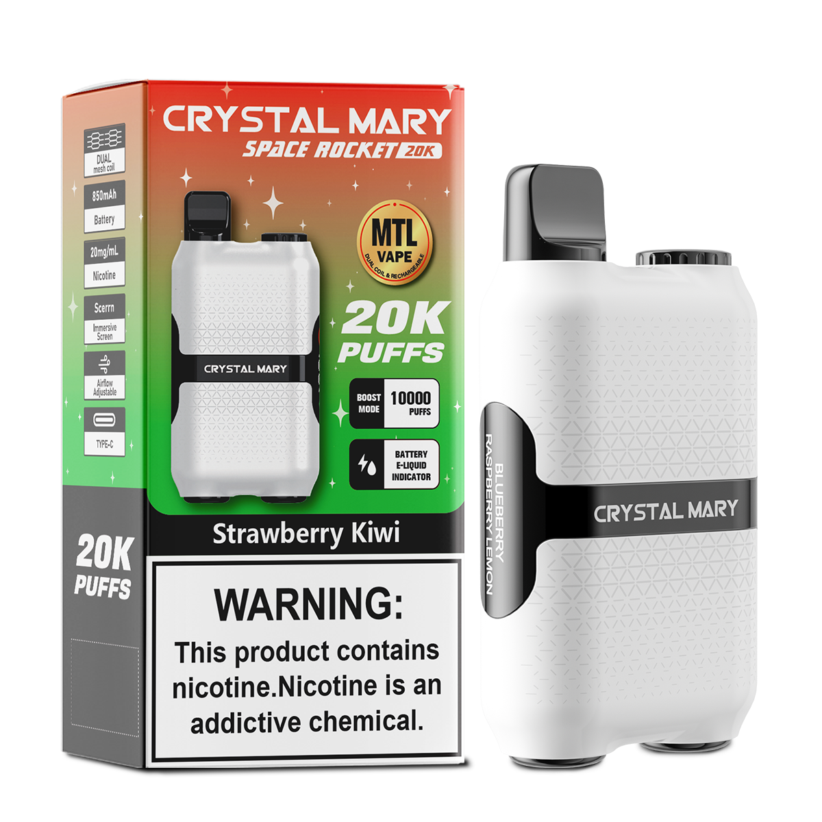 CRYSTAL MARY 20000 20K Puffs Vape Dual Mesh LED Display Disposable Vape EU Warehouse in 24 crystal mary 20000 20k strawberry kiwi flavor