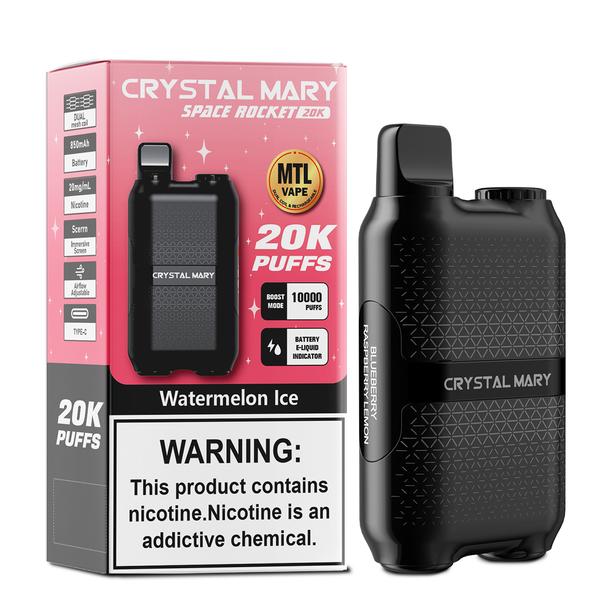 CRYSTAL MARY 20000 20K Puffs Vape Dual Mesh LED Display Disposable Vape EU Warehouse in 24 crystal mary 20000 20k watermelon ice flavor
