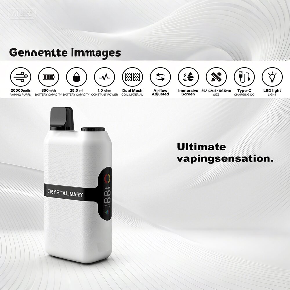 CRYSTAL MARY 20000 20K Puffs Vape Dual Mesh LED Display Disposable Vape EU Warehouse product image