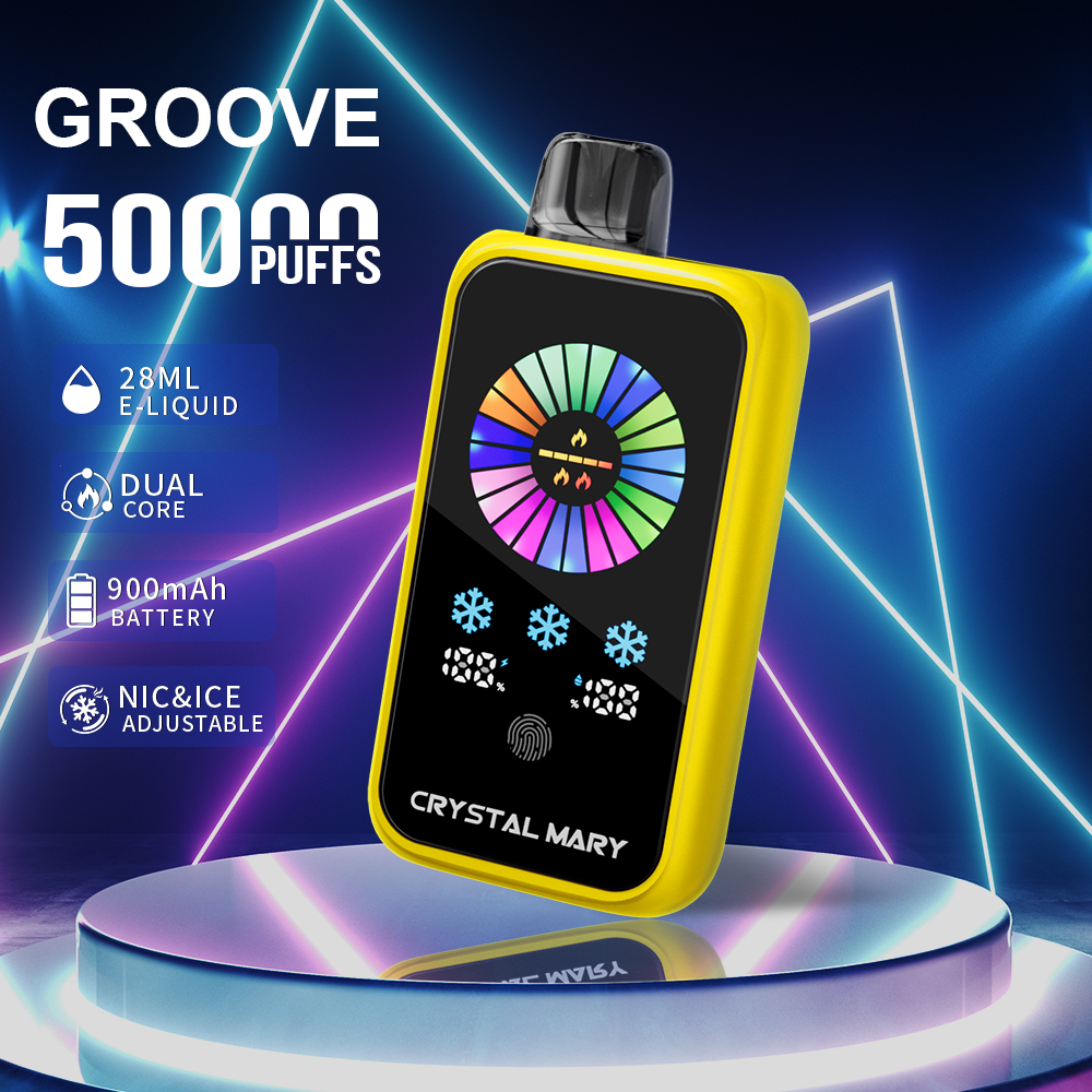 Crystal Groove 50000 50k Puffs Adjustable Nicotine & Ice Control LED Display Disposable Vape EU Warehouse in 24 crystal groove 50000 50k banana taffy