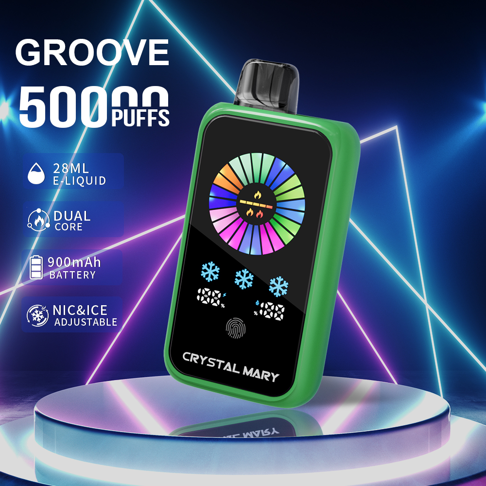 Crystal Groove 50000 50k Puffs Adjustable Nicotine & Ice Control LED Display Disposable Vape EU Warehouse in 24 crystal groove 50000 50k sour apple ice