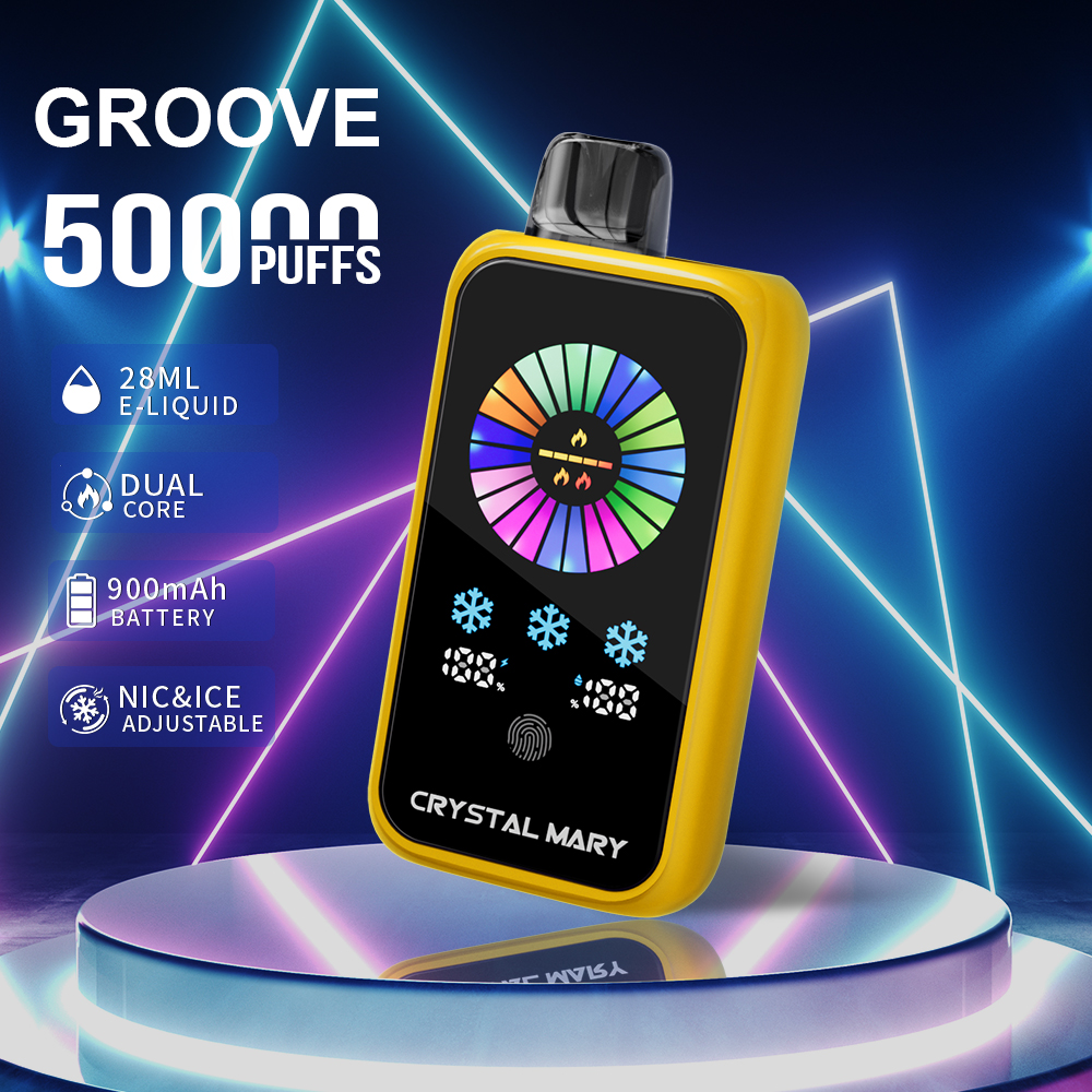 Crystal Groove 50000 50k Puffs Adjustable Nicotine & Ice Control LED Display Disposable Vape EU Warehouse in 24 crystal groove 50000 50k sour fcuking fab
