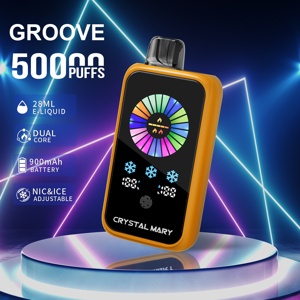 Crystal Groove 50000 50k Puffs Adjustable Nicotine & Ice Control LED Display Disposable Vape EU Warehouse in 24 crystal groove 50000 50k sour mango