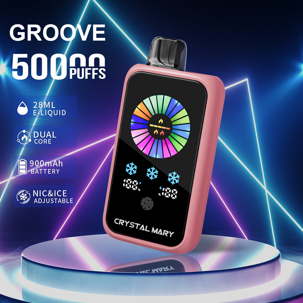 Crystal Groove 50000 50k Puffs Adjustable Nicotine & Ice Control LED Display Disposable Vape EU Warehouse in 24 crystal groove 50000 50k strawberry b pop