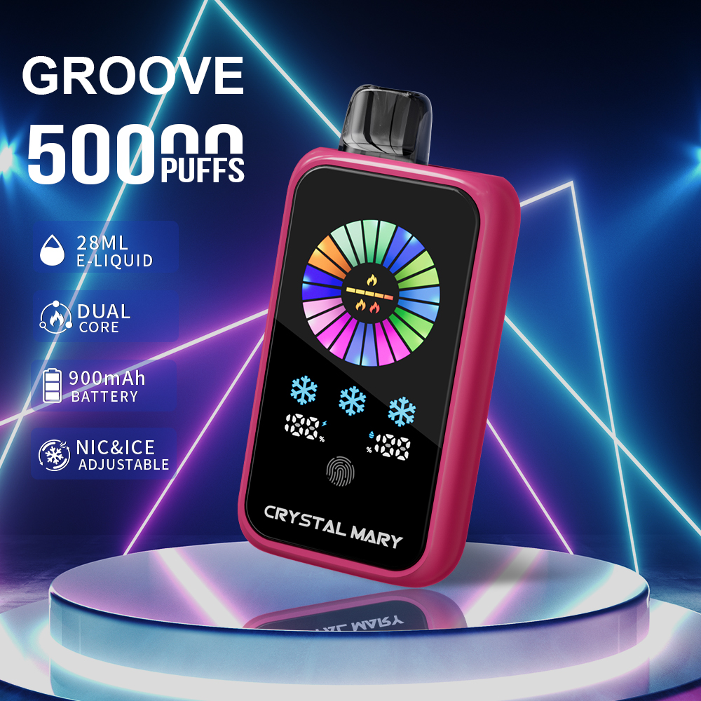 Crystal Groove 50000 50k Puffs Adjustable Nicotine & Ice Control LED Display Disposable Vape EU Warehouse in 24 crystal groove 50000 50k strawberry kiwi