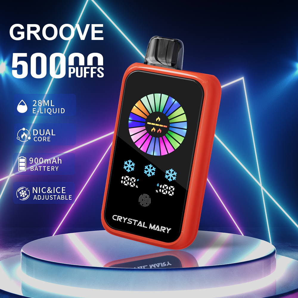 Crystal Groove 50000 50k Puffs Adjustable Nicotine & Ice Control LED Display Disposable Vape EU Warehouse in 24 crystal groove 50000 50k watermelon ice