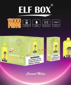 ELF BOX Digital 12000 Puffs 0% 2% 3% 5% Nicotine Sell Well LED Display Disposable Vape in Coconut Melon flavor