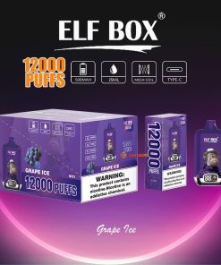 ELF BOX Digital 12000 Puffs 0% 2% 3% 5% Nicotine Sell Well LED Display Disposable Vape in Grape Ice flavor