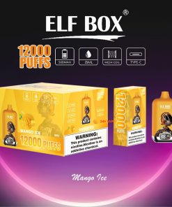 ELF BOX Digital 12000 Puffs 0% 2% 3% 5% Nicotine Sell Well LED Display Disposable Vape in Mango Ice flavor