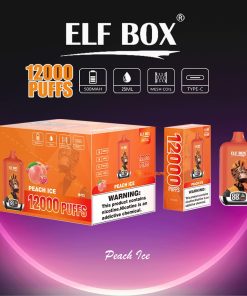 ELF BOX Digital 12000 Puffs 0% 2% 3% 5% Nicotine Sell Well LED Display Disposable Vape in Peach Ice flavor