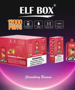 ELF BOX Digital 12000 Puffs 0% 2% 3% 5% Nicotine Sell Well LED Display Disposable Vape in Strawberry Banana flavor