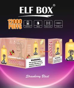ELF BOX Digital 12000 Puffs 0% 2% 3% 5% Nicotine Sell Well LED Display Disposable Vape in Strawberry Blast flavor
