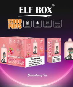 ELF BOX Digital 12000 Puffs 0% 2% 3% 5% Nicotine Sell Well LED Display Disposable Vape in Strawberry Ice flavor