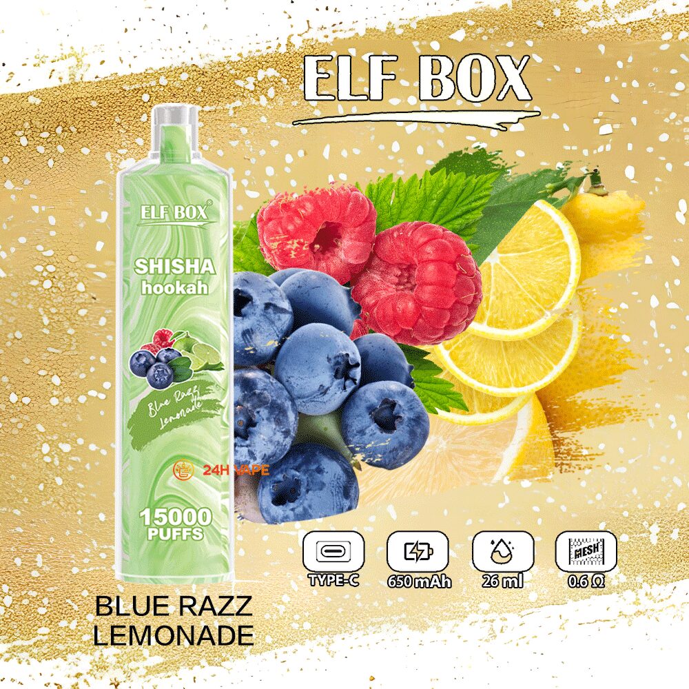 ELF BOX LS15000 Direct To Lung Disposable 15000 Puffs New in Blue Razz Lemonade flavor