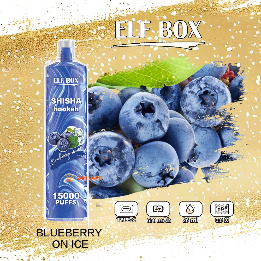 ELF BOX LS15000 Direct To Lung Disposable 15000 Puffs New in Blueberry on Ice flavor