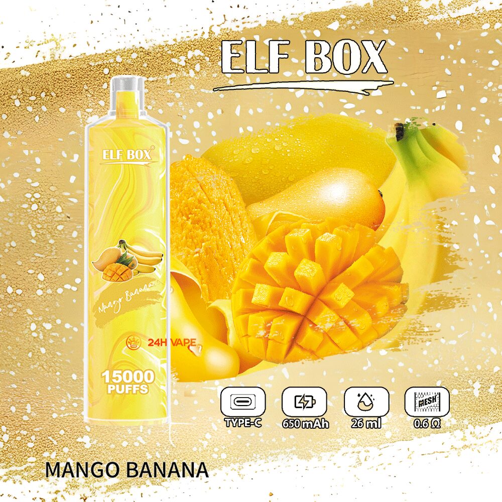 ELF BOX LS15000 Direct To Lung Disposable 15000 Puffs New in Mango Banana flavor