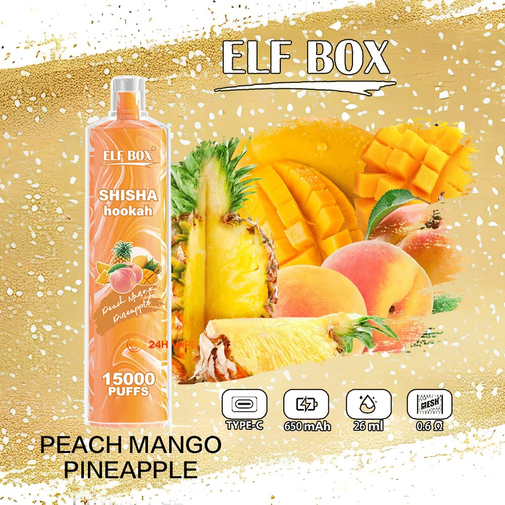 ELF BOX LS15000 Direct To Lung Disposable 15000 Puffs New in Peach Mango Pineapple flavor