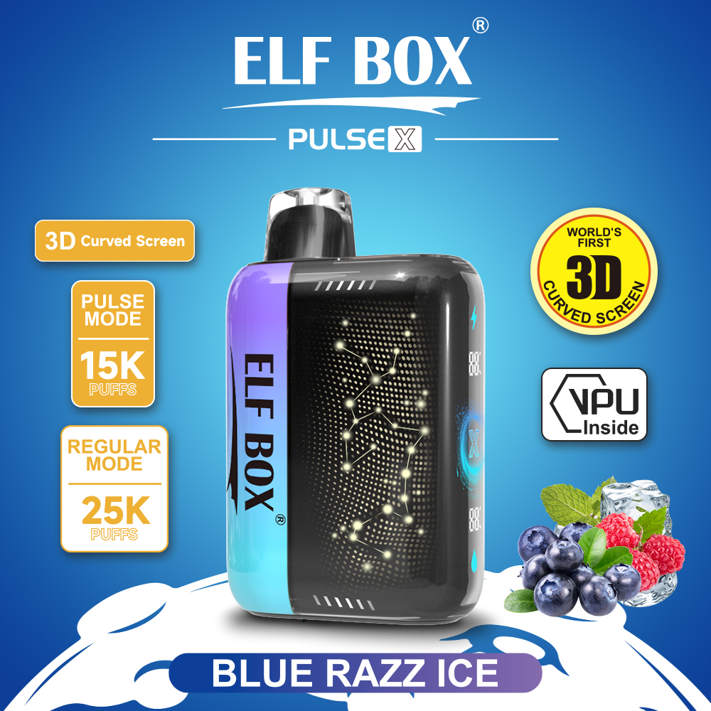 ELF Box Pulse X 25000 25K Puffs Gypsophila Hottest Disposable Vape in Blue Razz Ice flavor