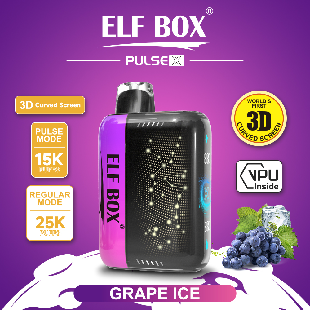 ELF Box Pulse X 25000 25K Puffs Gypsophila Hottest Disposable Vape in Grape Ice flavor