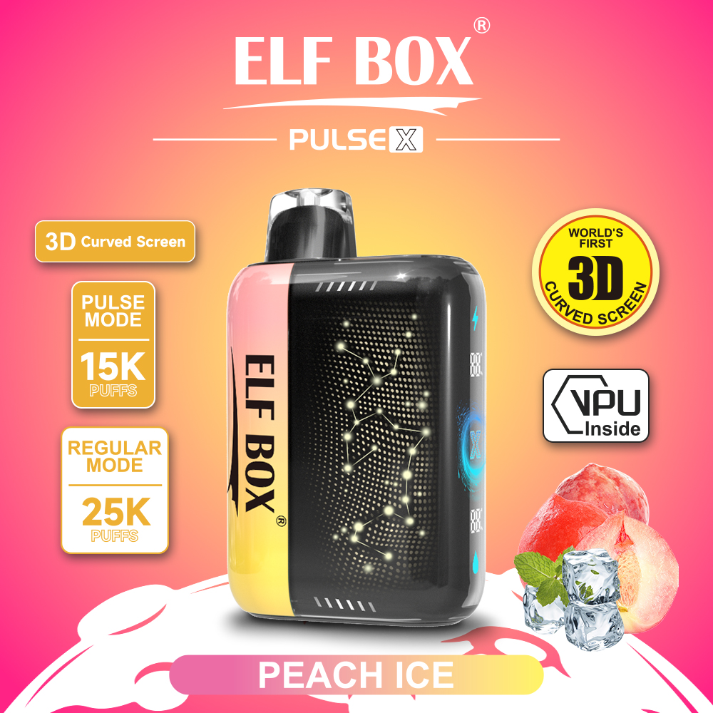 ELF Box Pulse X 25000 25K Puffs Gypsophila Hottest Disposable Vape in Peach Ice flavor