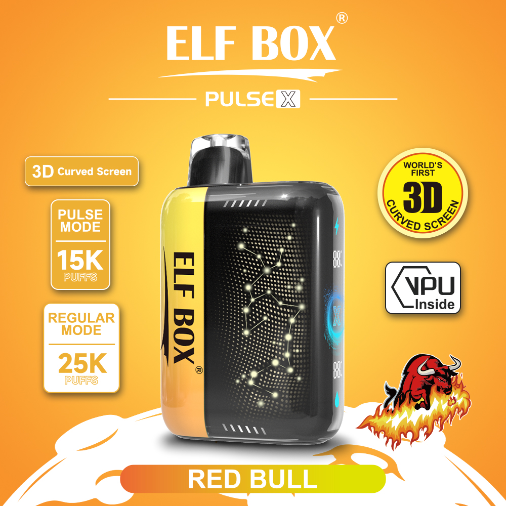ELF Box Pulse X 25000 25K Puffs Gypsophila Hottest Disposable Vape in Red Bull flavor