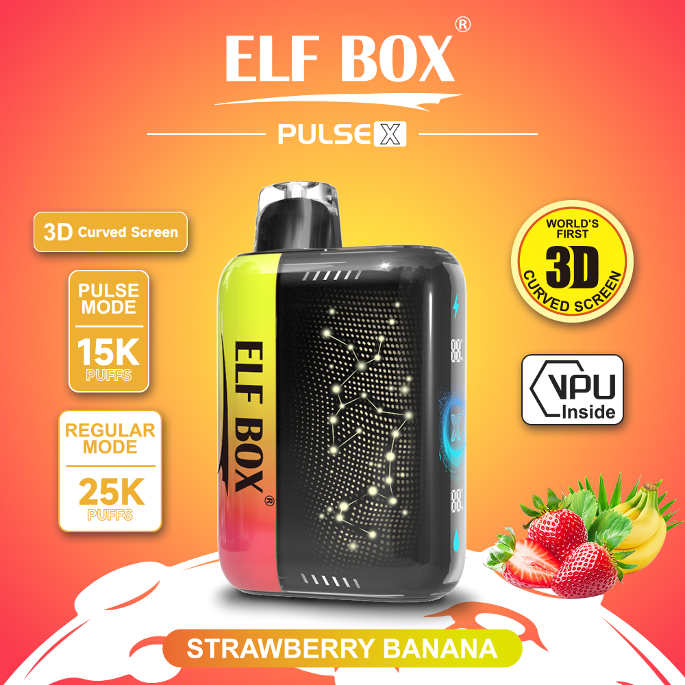 ELF Box Pulse X 25000 25K Puffs Gypsophila Hottest Disposable Vape in Strawberry Banana flavor