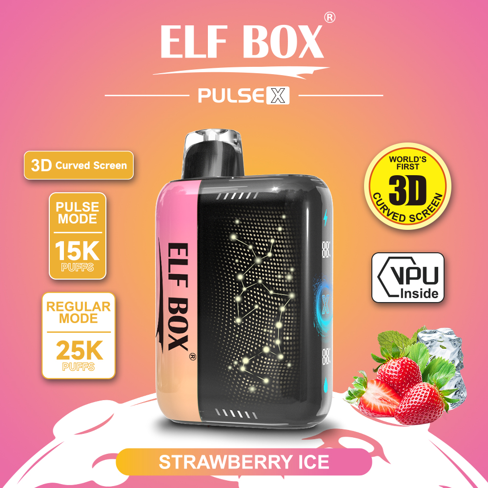 ELF Box Pulse X 25000 25K Puffs Gypsophila Hottest Disposable Vape in Strawberry Ice flavor