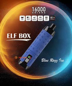 ELF BOX SHISHA 16000 Puffs LED Display Leather Disposable in Blue Razz Ice flavor