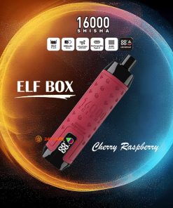 ELF BOX SHISHA 16000 Puffs LED Display Leather Disposable in Cherry Raspberry flavor