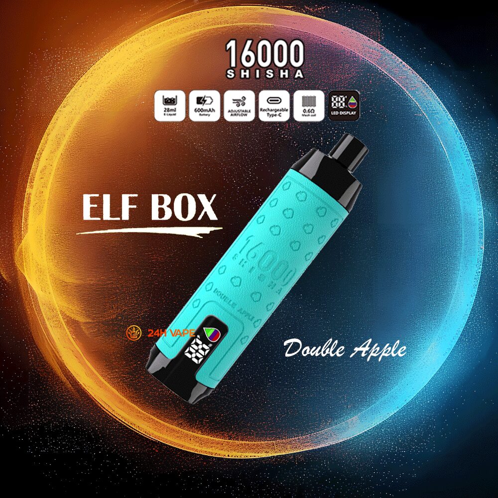 ELF BOX SHISHA 16000 Puffs LED Display Leather Disposable in Double Apple flavor