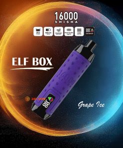 ELF BOX SHISHA 16000 Puffs LED Display Leather Disposable in Grape Ice flavor