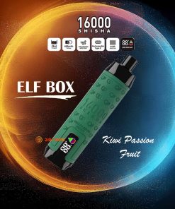 ELF BOX SHISHA 16000 Puffs LED Display Leather Disposable in Kiwi Passion Fruit flavor