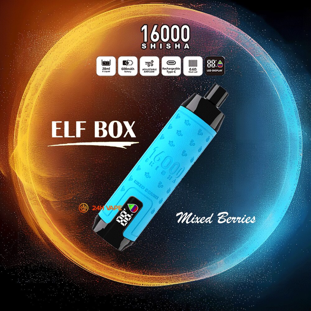 ELF BOX SHISHA 16000 Puffs LED Display Leather Disposable in Mixed Berries flavor